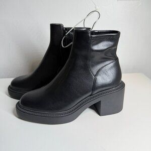 NWOT Madden Girl Black Faux Leather Chunky Platform Ankle Boots women size 8.5